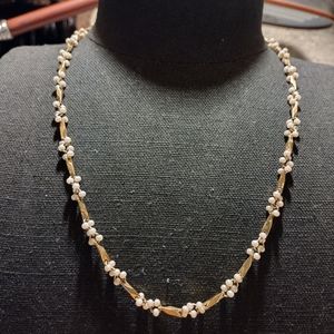 Vintage gold and seed pearl necklace
